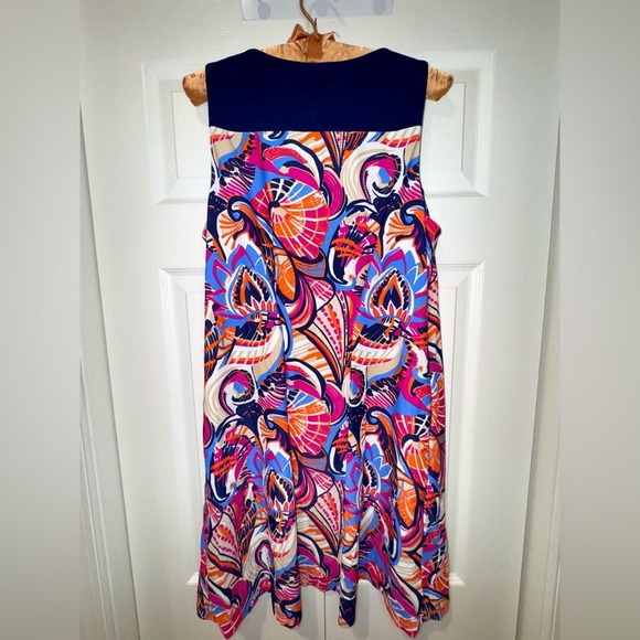 Jude Connally Molly Navy Retro Design Sleeveless Shift Mini Dress Size Med. - Picture 3 of 10